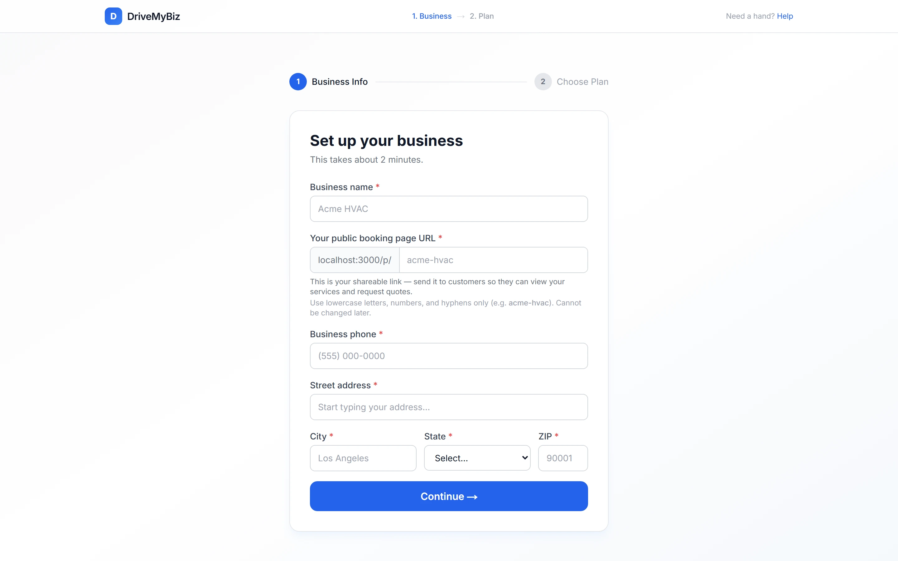 Tell us about your business — DriveMyBiz