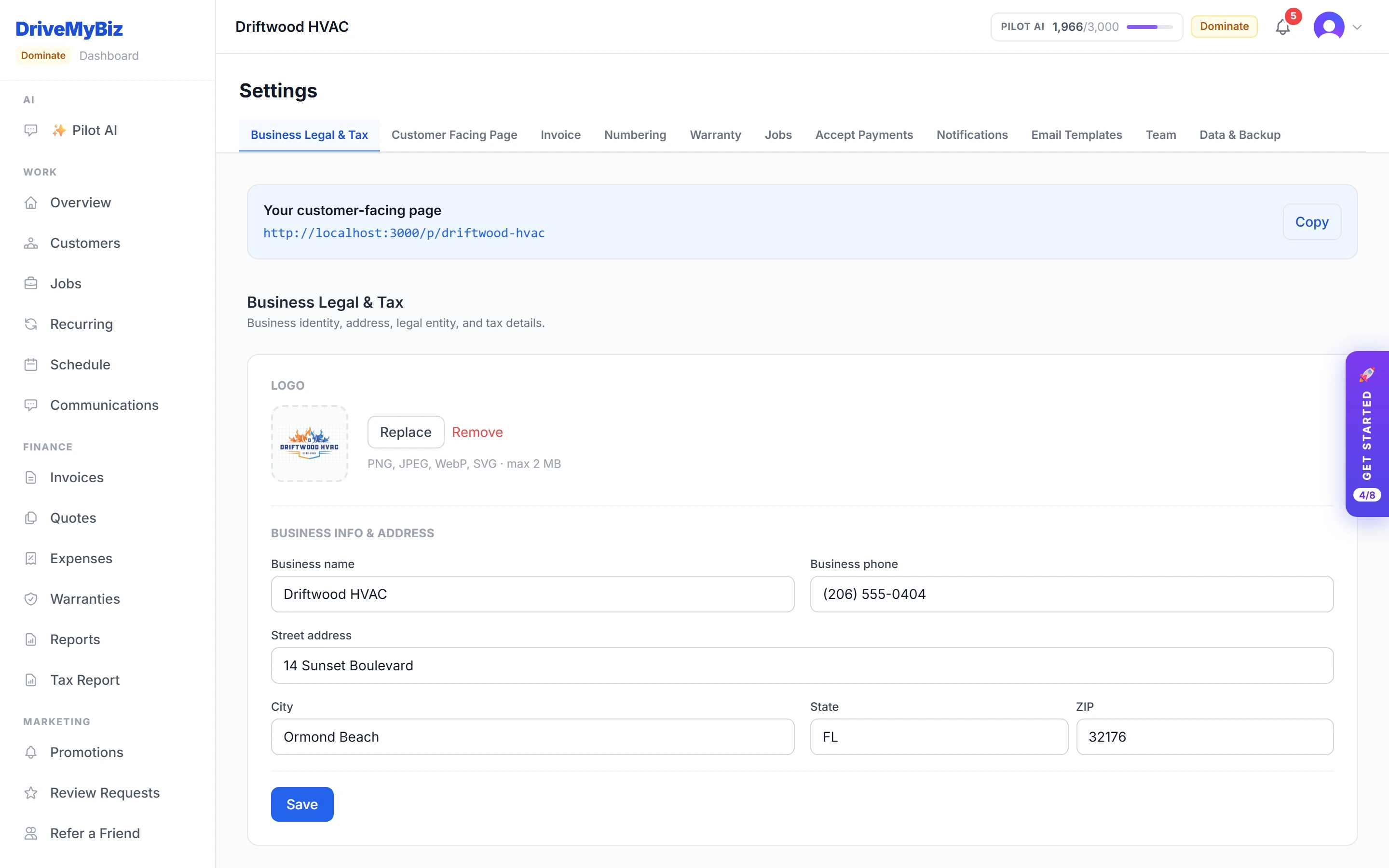 Your public booking page — DriveMyBiz