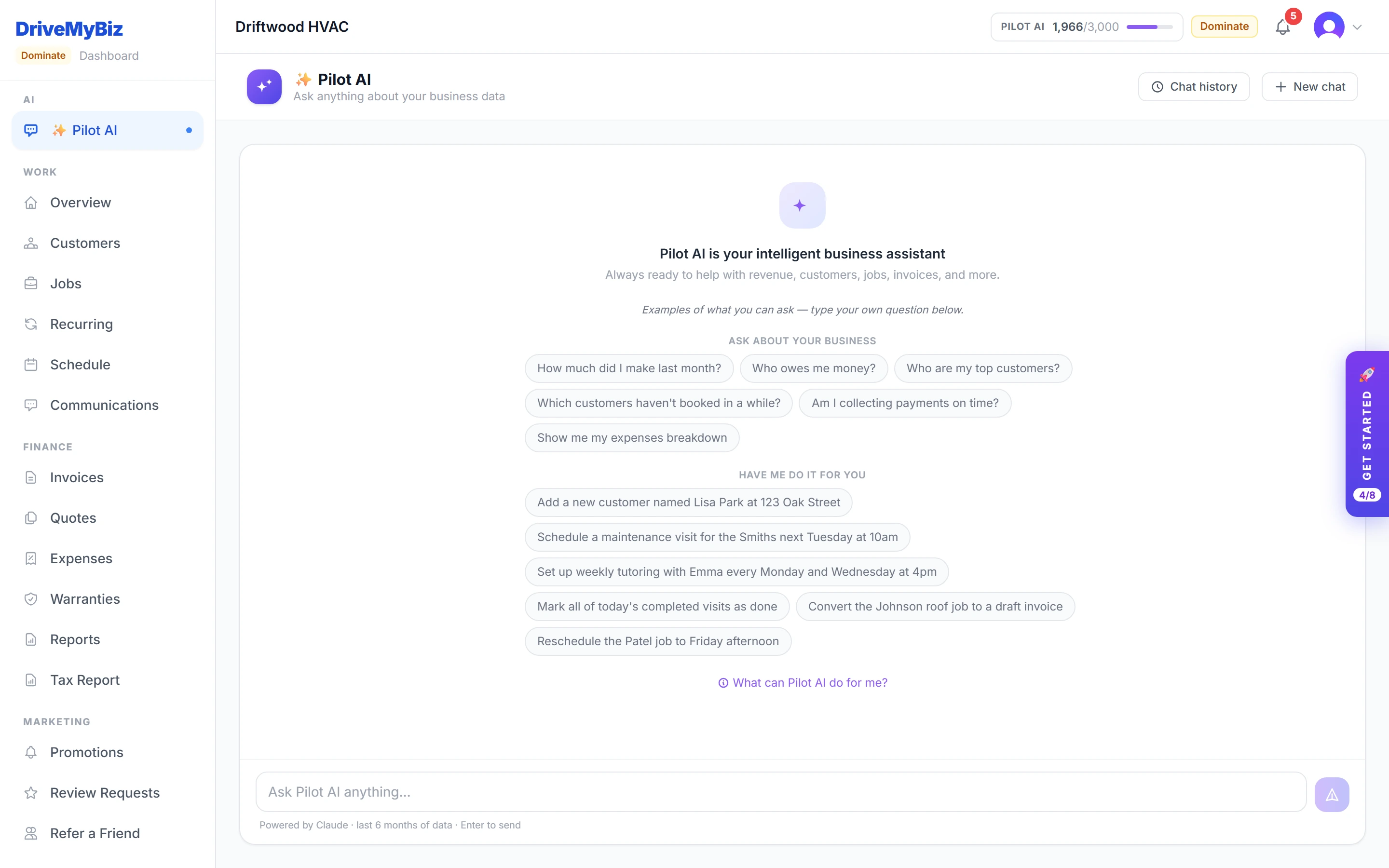 Ask Pilot AI anything — DriveMyBiz